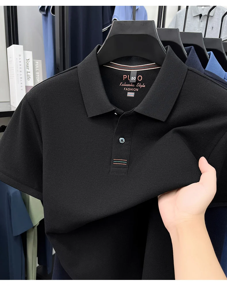 100% pure cotton men's short sleeve polo shirt fashion brand simple embroidery summer new business casual breathable T-shirt