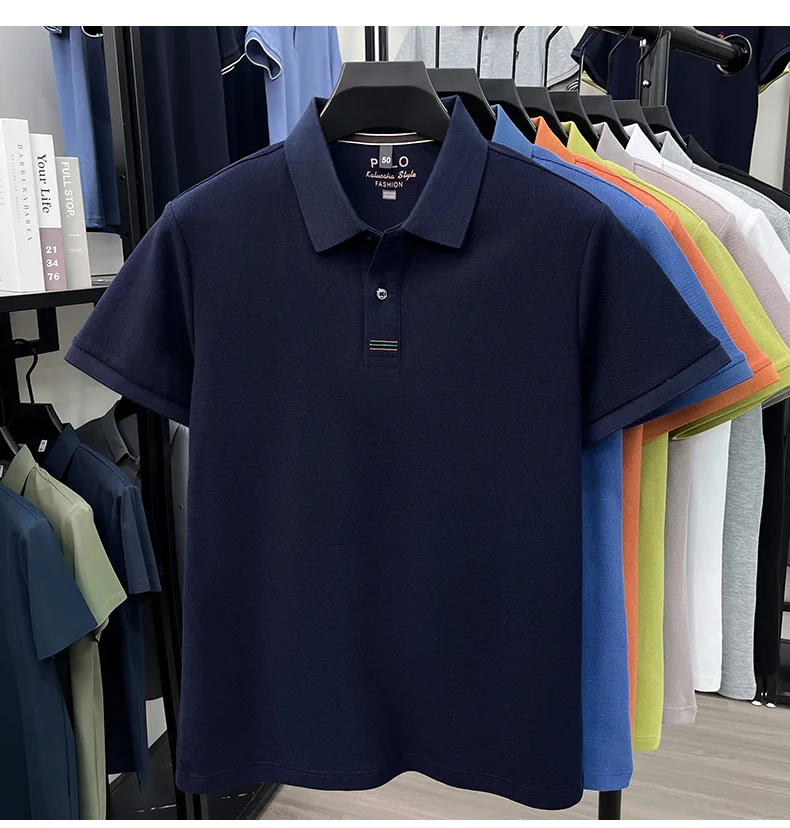 100% pure cotton men's short sleeve polo shirt fashion brand simple embroidery summer new business casual breathable T-shirt