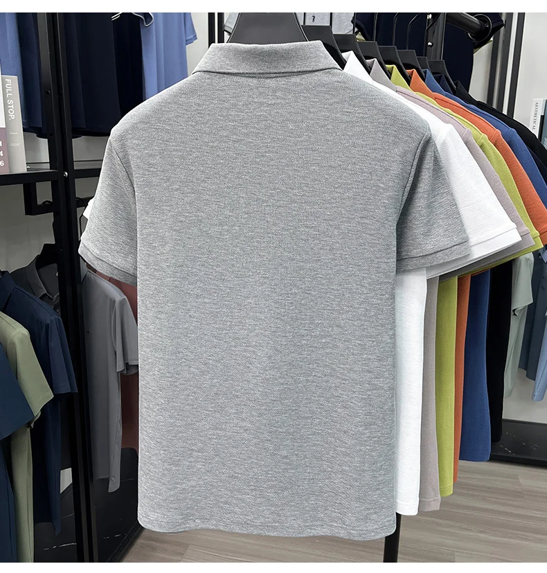 100% pure cotton men's short sleeve polo shirt fashion brand simple embroidery summer new business casual breathable T-shirt