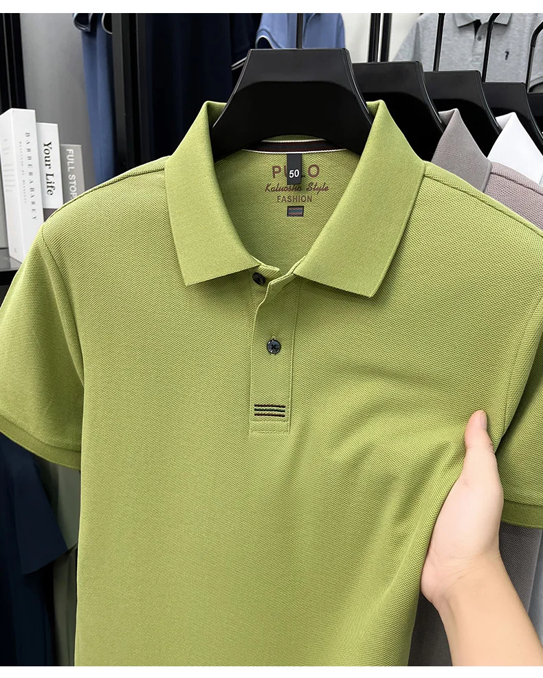100% pure cotton men's short sleeve polo shirt fashion brand simple embroidery summer new business casual breathable T-shirt