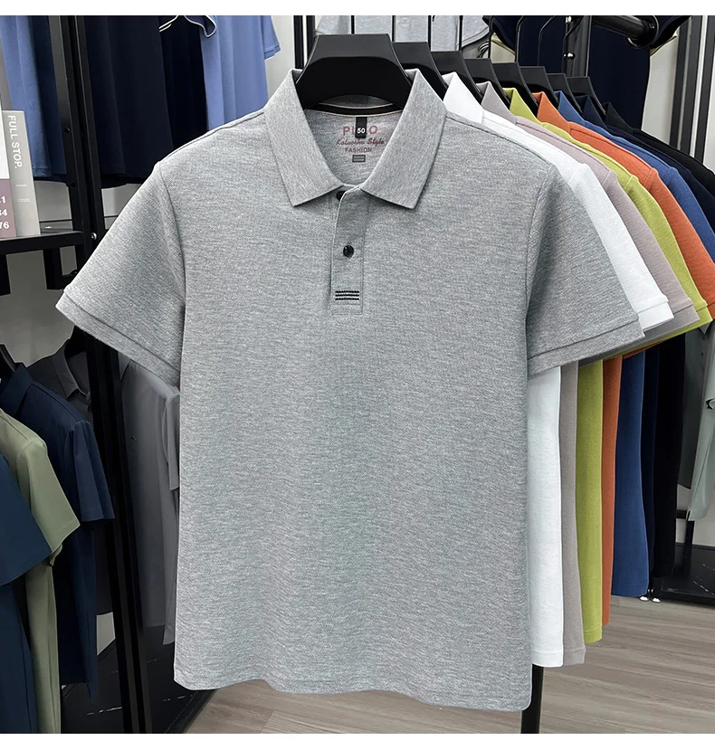 100% pure cotton men's short sleeve polo shirt fashion brand simple embroidery summer new business casual breathable T-shirt