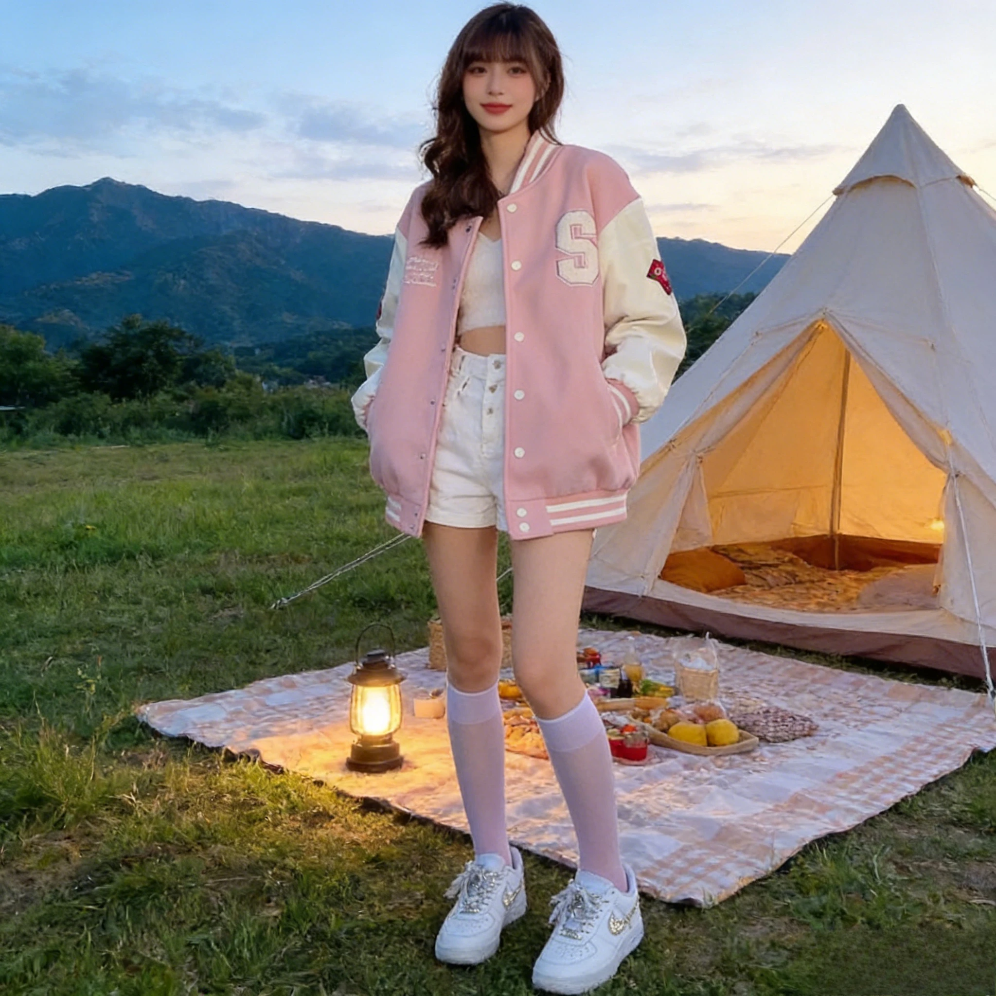 Women's Vintage Preppy-Style Fleece-Lined Pink Baseball Jacket – Versatile, Thick-Knit Cardigan Women's Clothing