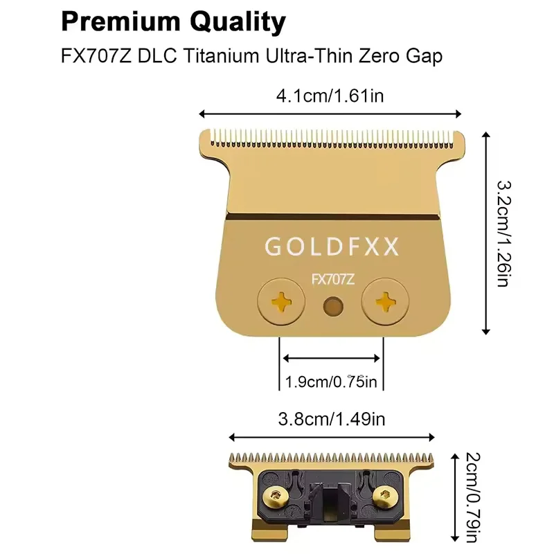 FX707Z Professional Blade Compatible with Babyliss Trimmer Blade, Compatible with BaByliss PRO Hair Trimmers FX787 & FX726, Gold