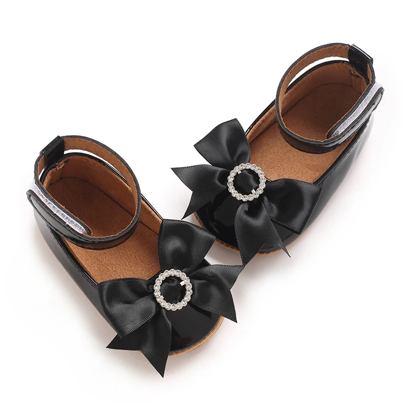 6-Color Mary Jane Princess Bow Baby Shoes PU Leather Spring First Walkers Soft Sole Women's Footwear for Babies