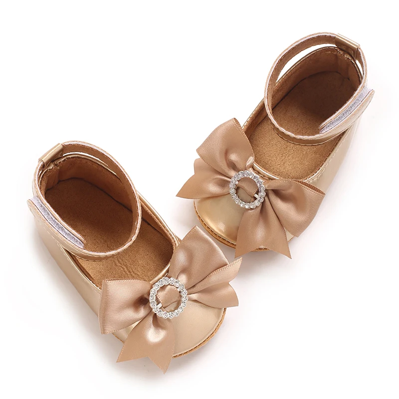 6-Color Mary Jane Princess Bow Baby Shoes PU Leather Spring First Walkers Soft Sole Women's Footwear for Babies