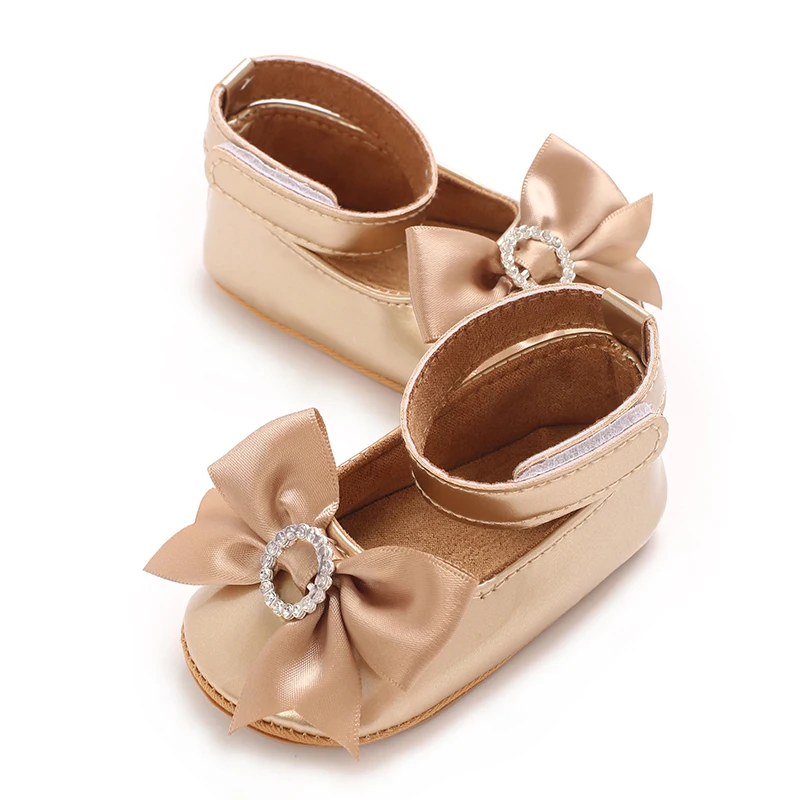 6-Color Mary Jane Princess Bow Baby Shoes PU Leather Spring First Walkers Soft Sole Women's Footwear for Babies
