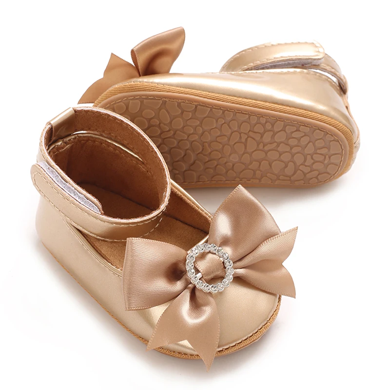 6-Color Mary Jane Princess Bow Baby Shoes PU Leather Spring First Walkers Soft Sole Women's Footwear for Babies