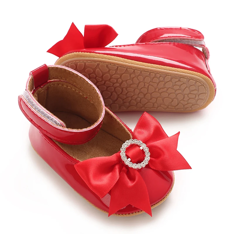 6-Color Mary Jane Princess Bow Baby Shoes PU Leather Spring First Walkers Soft Sole Women's Footwear for Babies