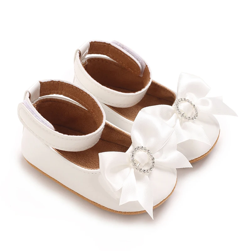 6-Color Mary Jane Princess Bow Baby Shoes PU Leather Spring First Walkers Soft Sole Women's Footwear for Babies