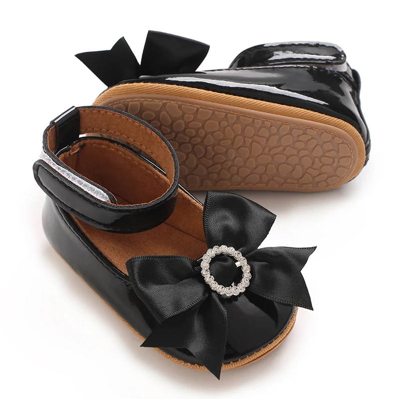 6-Color Mary Jane Princess Bow Baby Shoes PU Leather Spring First Walkers Soft Sole Women's Footwear for Babies