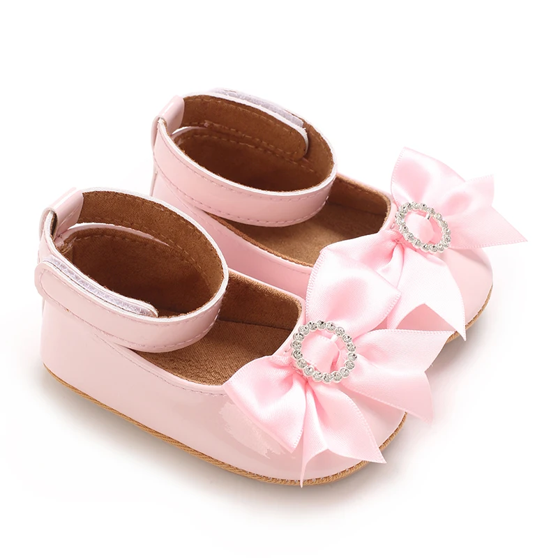 6-Color Mary Jane Princess Bow Baby Shoes PU Leather Spring First Walkers Soft Sole Women's Footwear for Babies