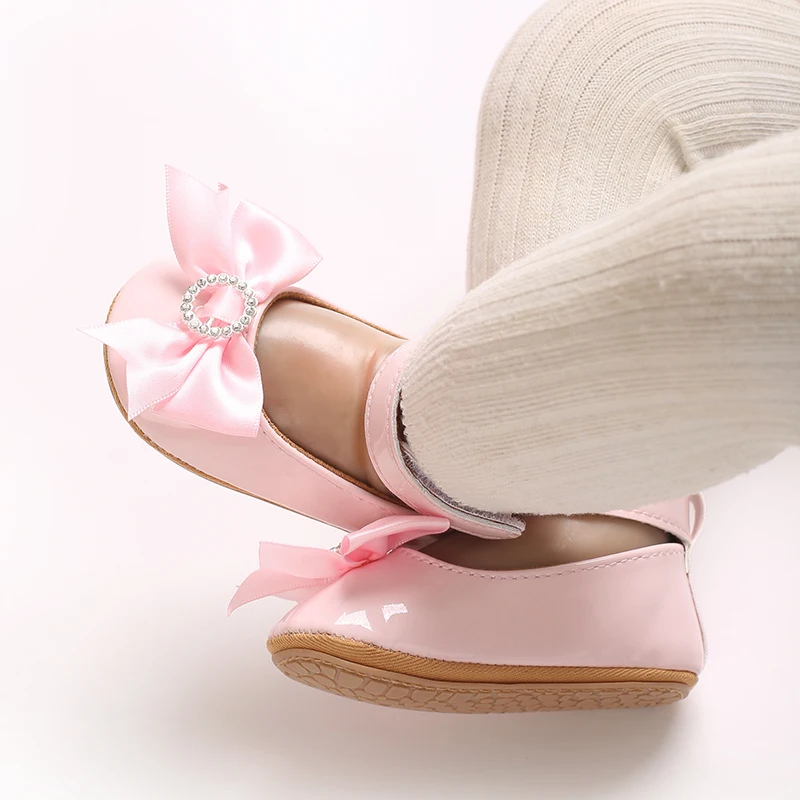 6-Color Mary Jane Princess Bow Baby Shoes PU Leather Spring First Walkers Soft Sole Women's Footwear for Babies