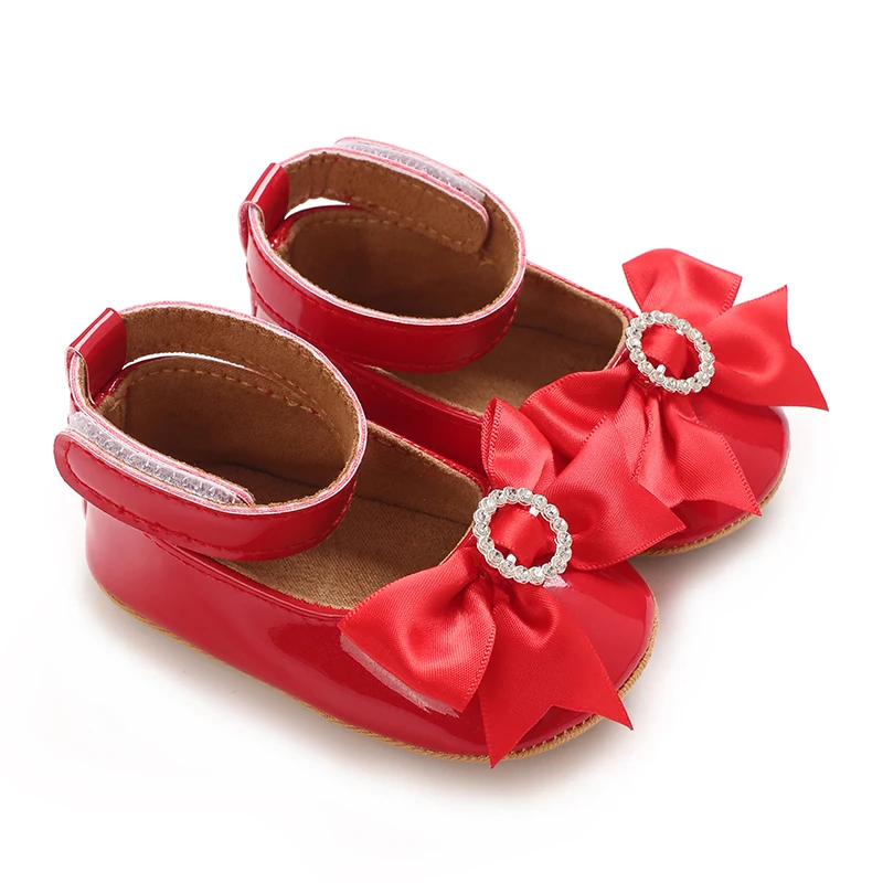 6-Color Mary Jane Princess Bow Baby Shoes PU Leather Spring First Walkers Soft Sole Women's Footwear for Babies