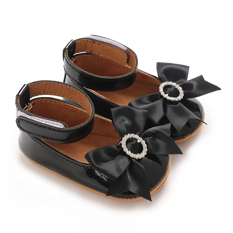 6-Color Mary Jane Princess Bow Baby Shoes PU Leather Spring First Walkers Soft Sole Women's Footwear for Babies
