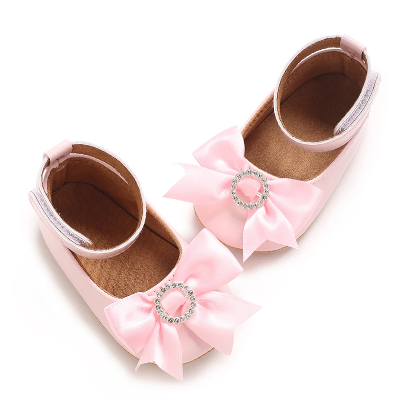 6-Color Mary Jane Princess Bow Baby Shoes PU Leather Spring First Walkers Soft Sole Women's Footwear for Babies