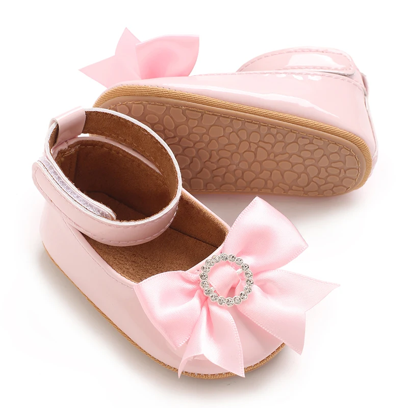 6-Color Mary Jane Princess Bow Baby Shoes PU Leather Spring First Walkers Soft Sole Women's Footwear for Babies