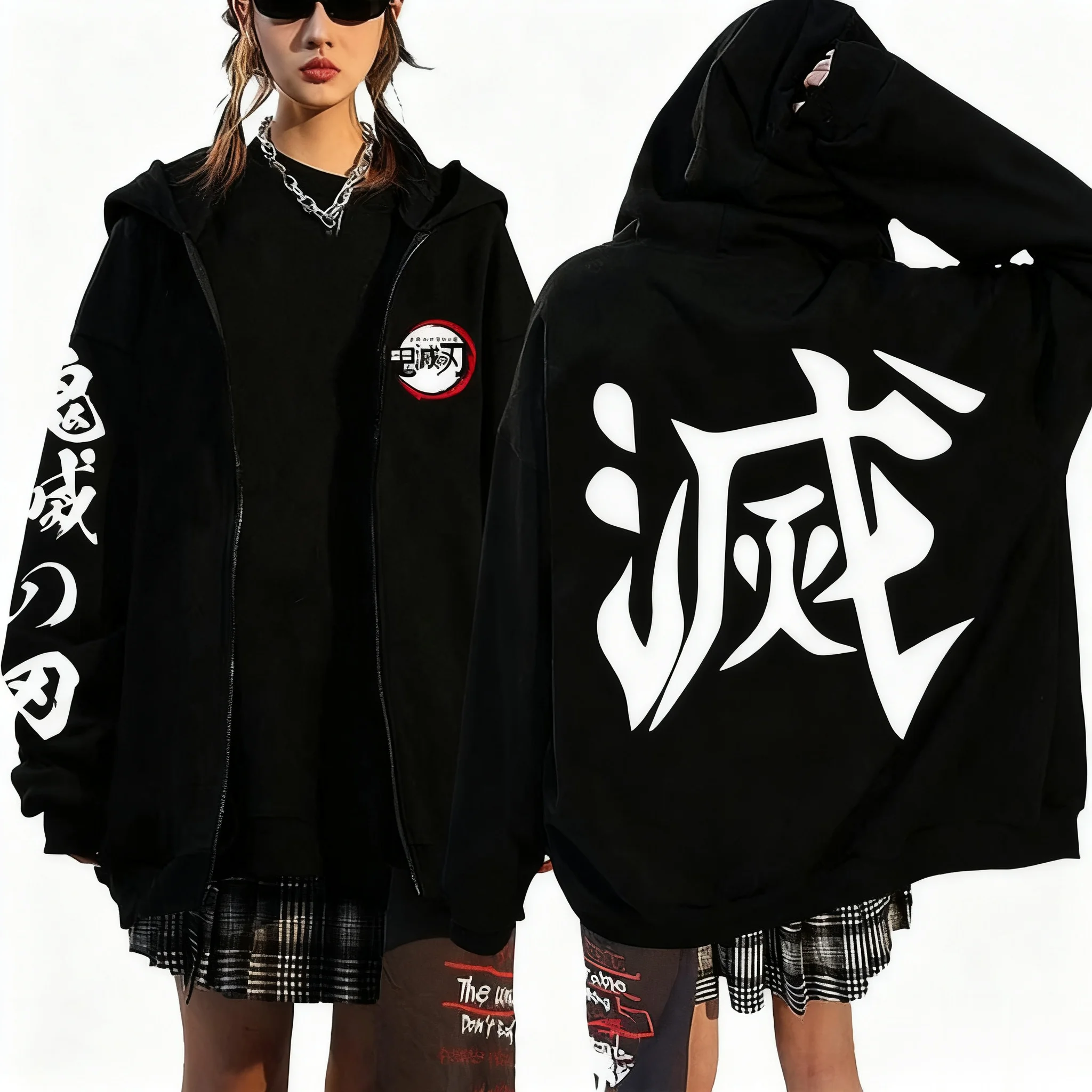 Demon Slayer Anime Zipper Hoodie Jacket Men Women Unisex Streetwear Casual Pullover Sweatshirt Spring Autumn Fashion Y2k Clothes