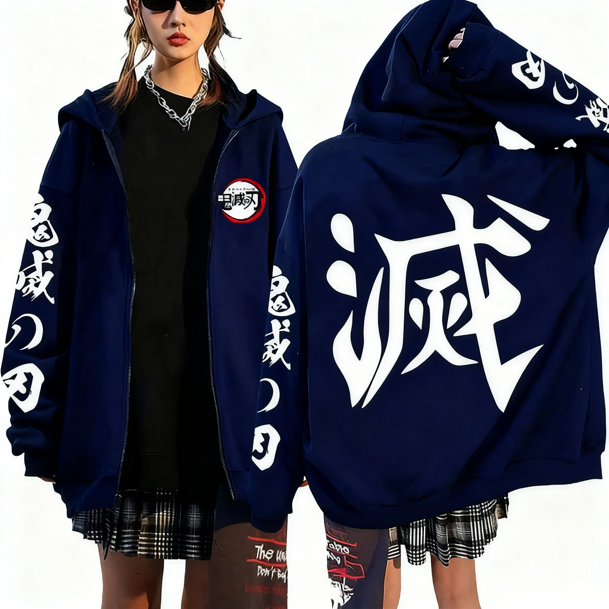 Demon Slayer Anime Zipper Hoodie Jacket Men Women Unisex Streetwear Casual Pullover Sweatshirt Spring Autumn Fashion Y2k Clothes