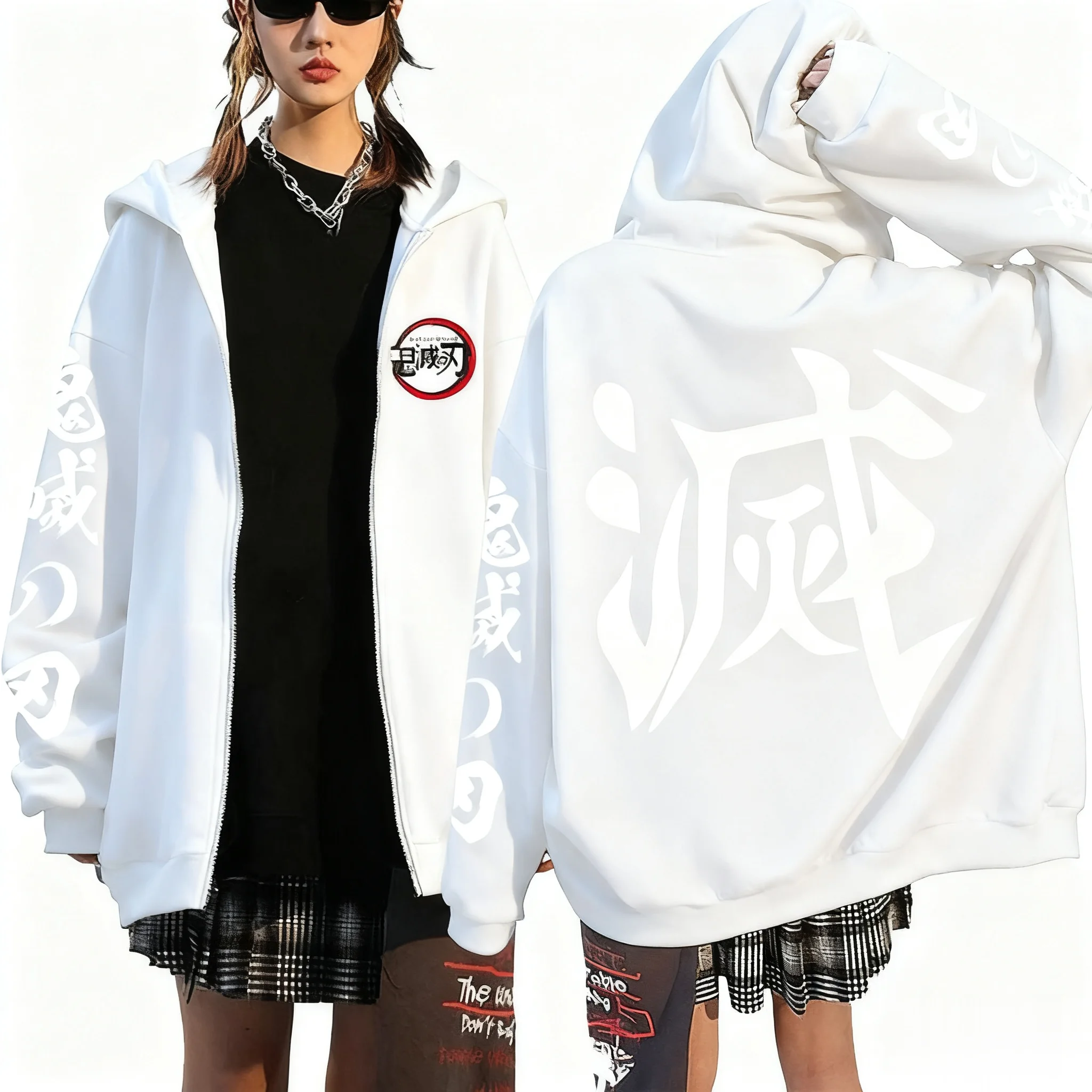 Demon Slayer Anime Zipper Hoodie Jacket Men Women Unisex Streetwear Casual Pullover Sweatshirt Spring Autumn Fashion Y2k Clothes
