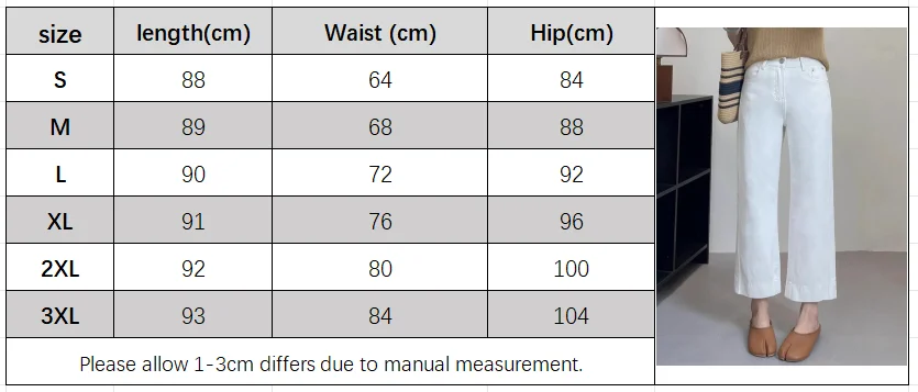 Women High Waist Wide Leg Pants Casual Loose Trousers Summer Solid Color Straight Fit Pocketed Ankle-Length Jeans