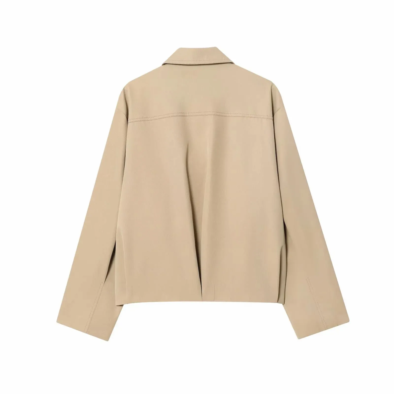 Women Casual Solid Zipper Coat Women Street Lapel Pockets Long Sleeve Simple Pleated Female Outwear Fashion Bomber Jacket