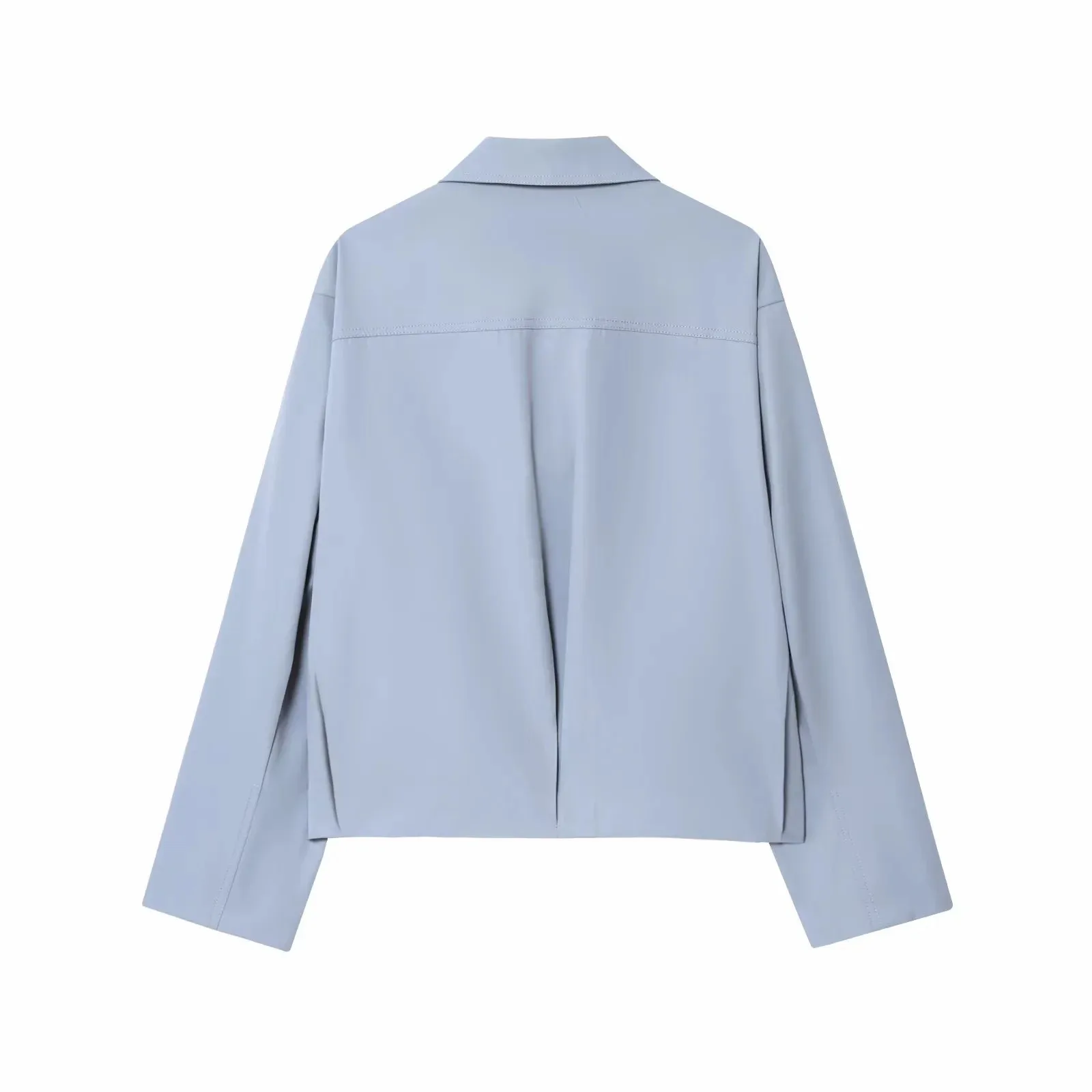 Women Casual Solid Zipper Coat Women Street Lapel Pockets Long Sleeve Simple Pleated Female Outwear Fashion Bomber Jacket