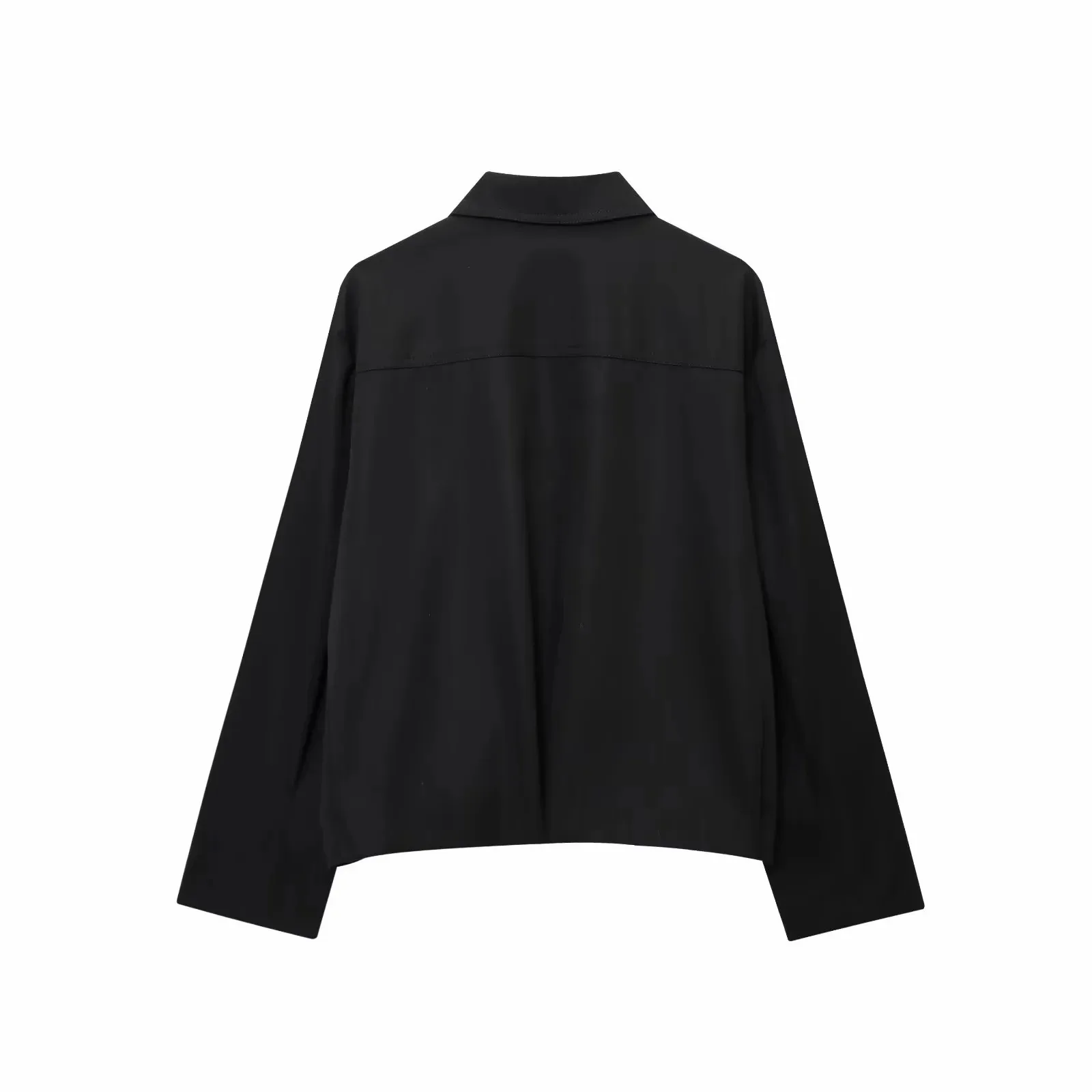 Women Casual Solid Zipper Coat Women Street Lapel Pockets Long Sleeve Simple Pleated Female Outwear Fashion Bomber Jacket