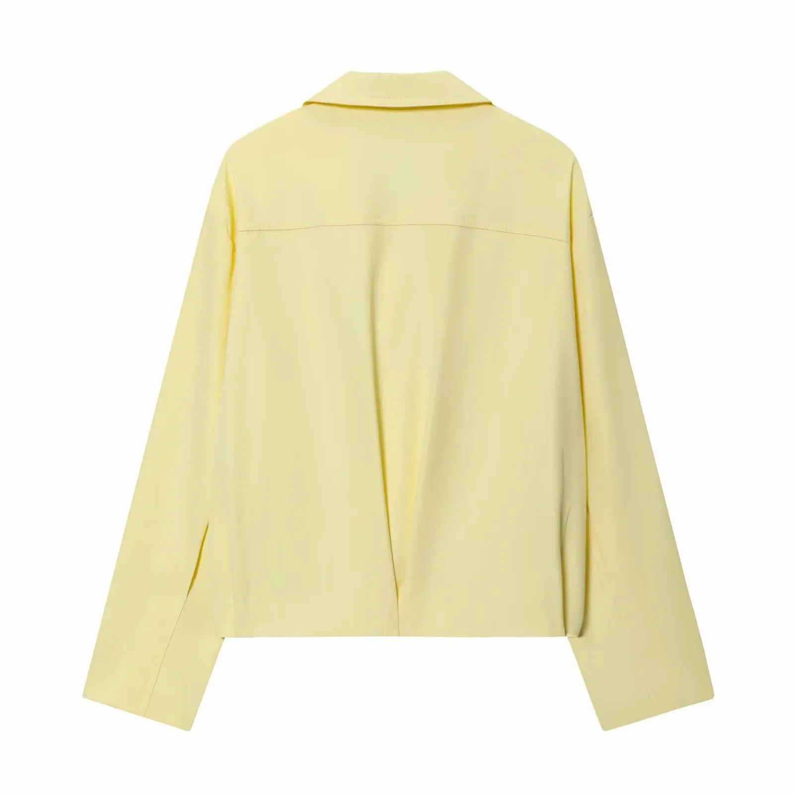 Women Casual Solid Zipper Coat Women Street Lapel Pockets Long Sleeve Simple Pleated Female Outwear Fashion Bomber Jacket