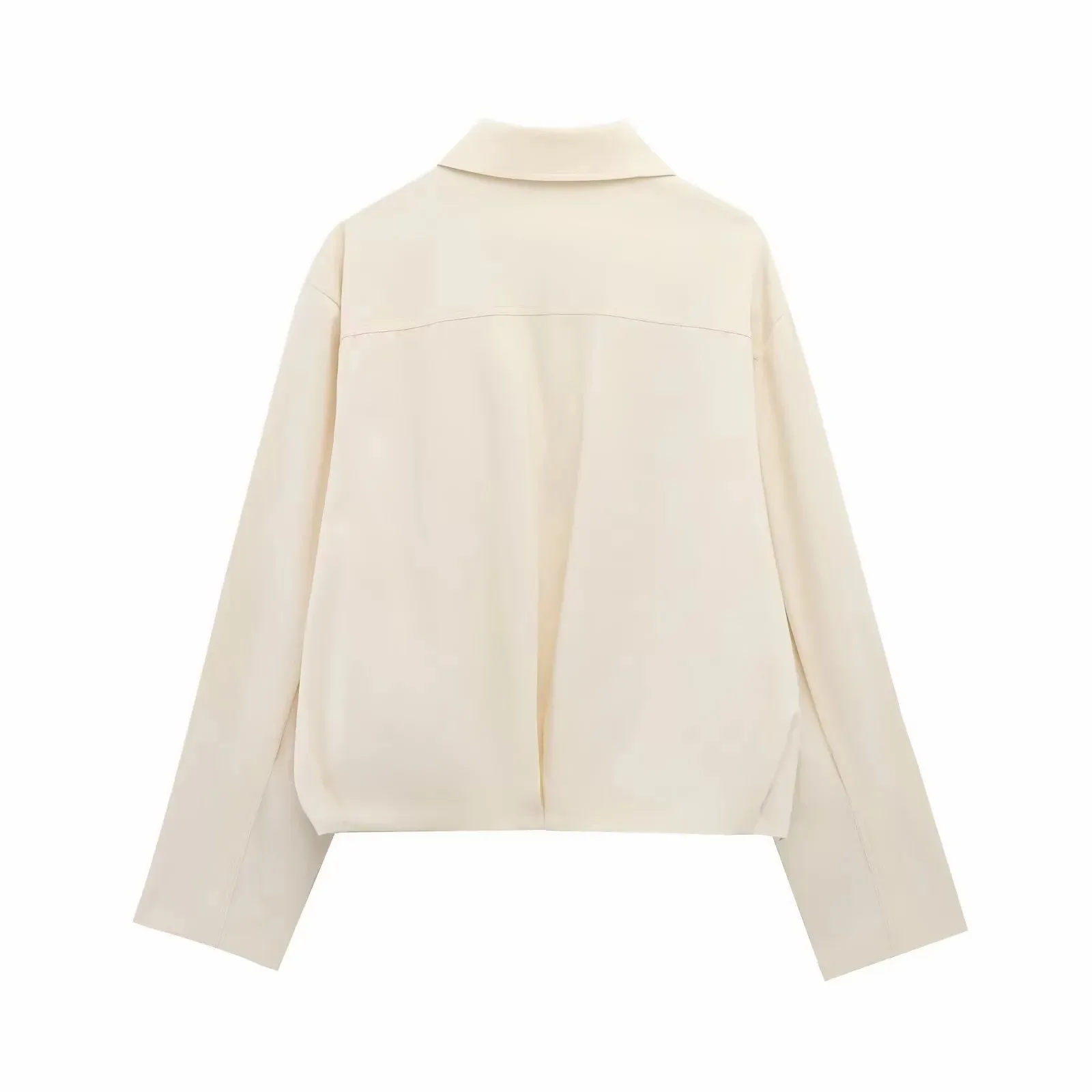 Women Casual Solid Zipper Coat Women Street Lapel Pockets Long Sleeve Simple Pleated Female Outwear Fashion Bomber Jacket
