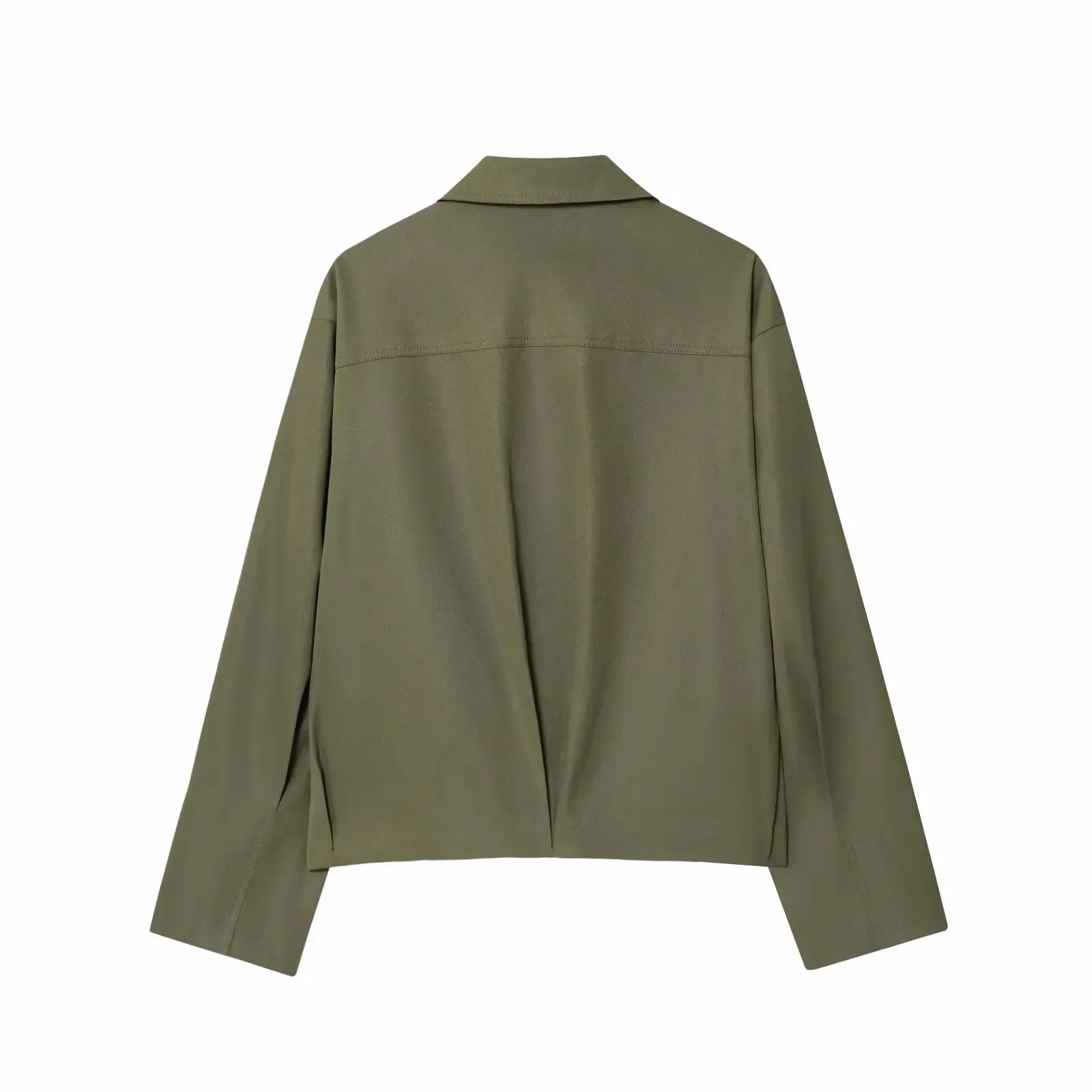 Women Casual Solid Zipper Coat Women Street Lapel Pockets Long Sleeve Simple Pleated Female Outwear Fashion Bomber Jacket