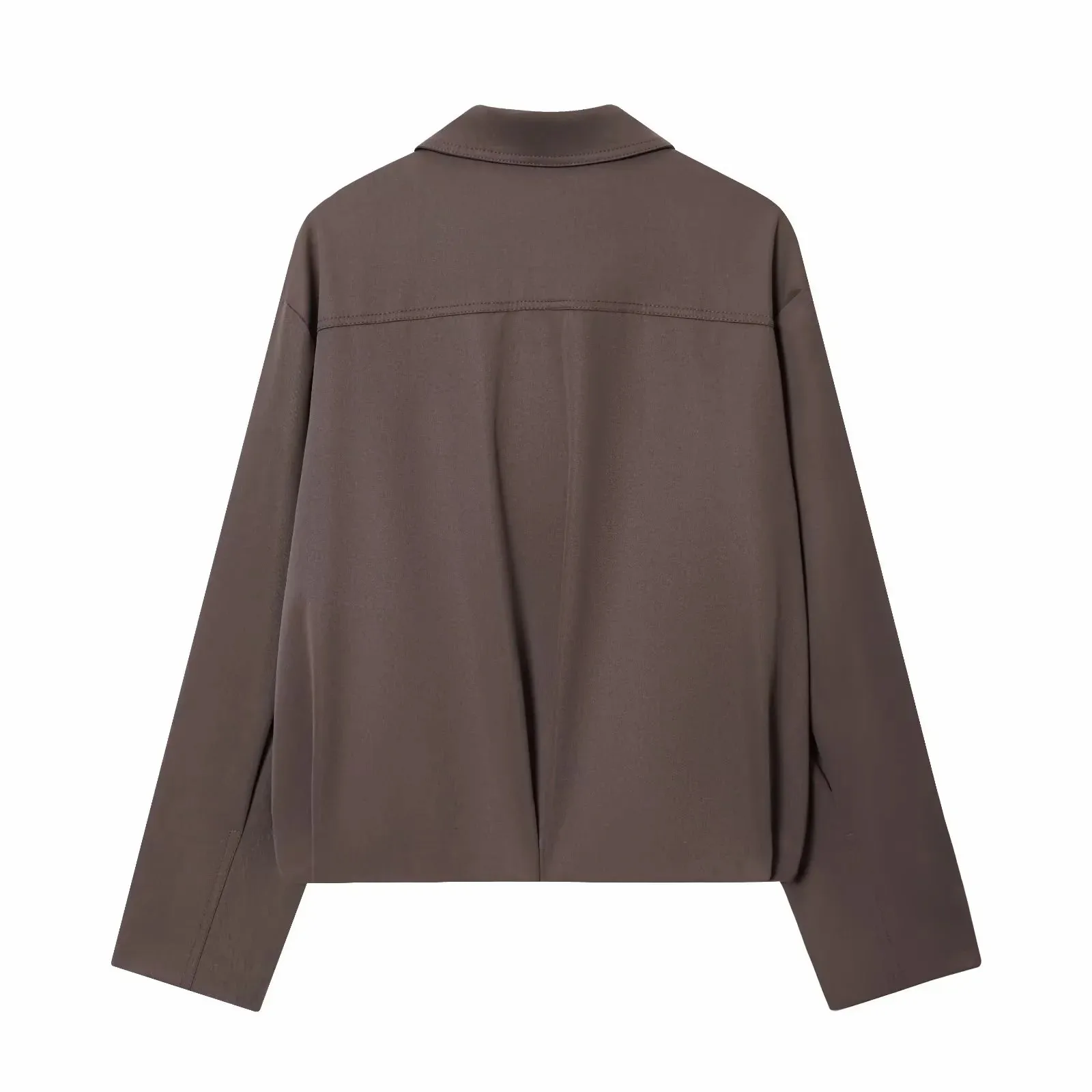 Women Casual Solid Zipper Coat Women Street Lapel Pockets Long Sleeve Simple Pleated Female Outwear Fashion Bomber Jacket