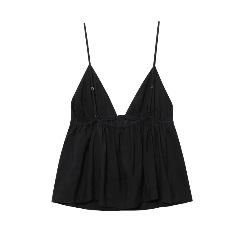 Ladies Sexy V-Neck Spaghetti Strap Top, Spring Summer Beach Vacation Tie Waist Cami, Casual Holiday & Daily Wear