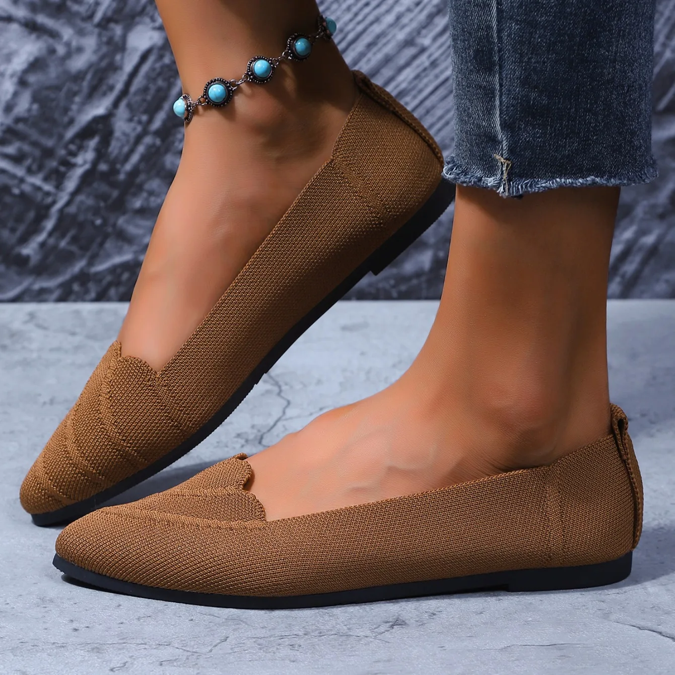 Women Flats Women Solid Slip Designer Casual Breathable Mesh Shoes Women Loafers Comfortable Shoes Pointed Toe Flat Shoes