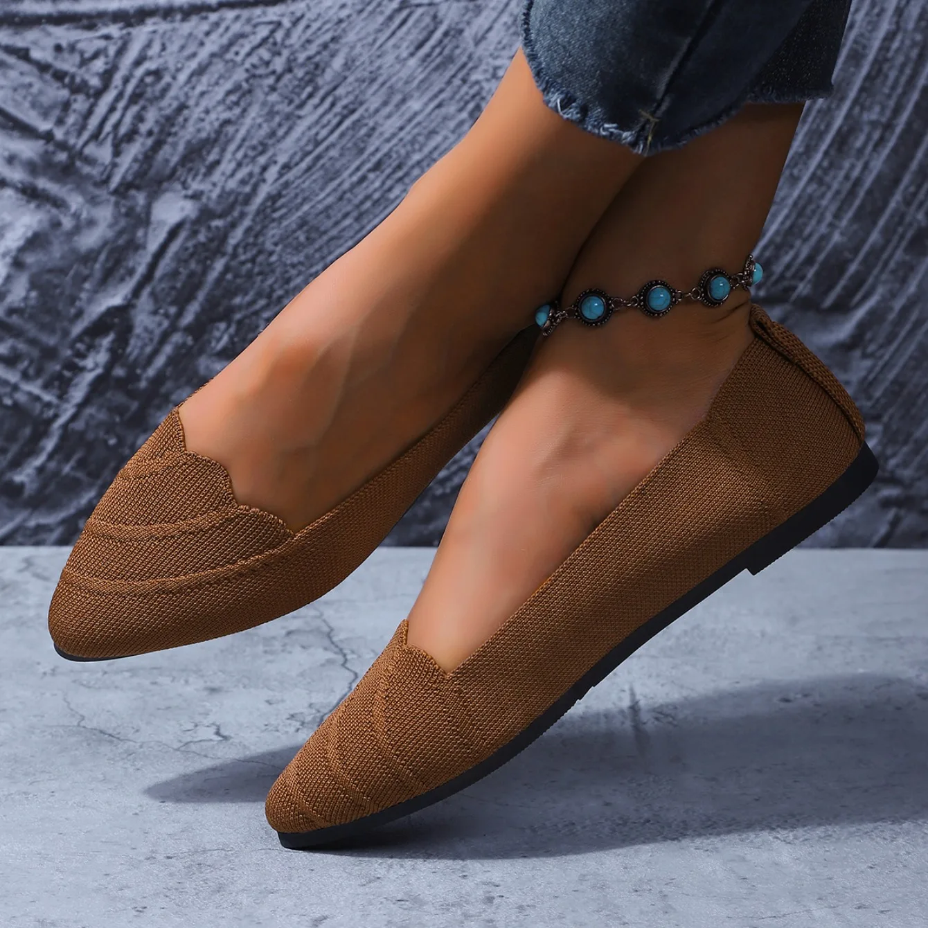 Women Flats Women Solid Slip Designer Casual Breathable Mesh Shoes Women Loafers Comfortable Shoes Pointed Toe Flat Shoes