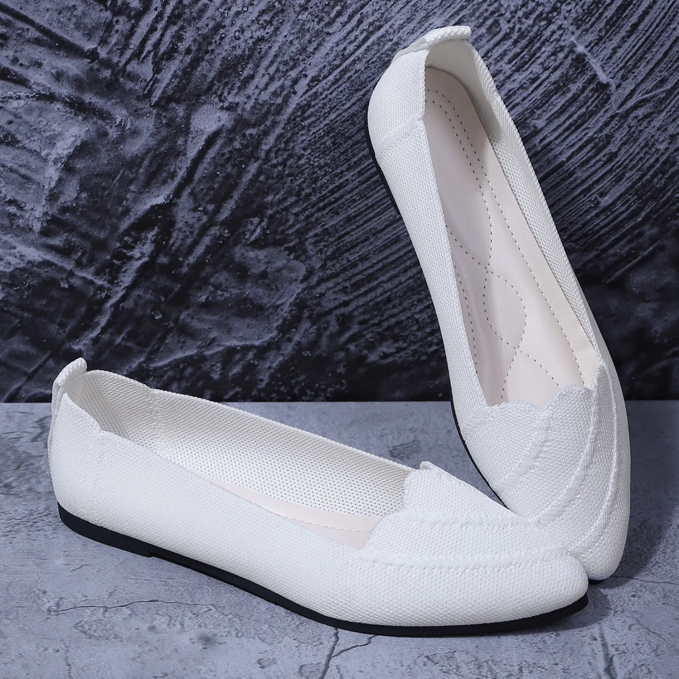 Women Flats Women Solid Slip Designer Casual Breathable Mesh Shoes Women Loafers Comfortable Shoes Pointed Toe Flat Shoes