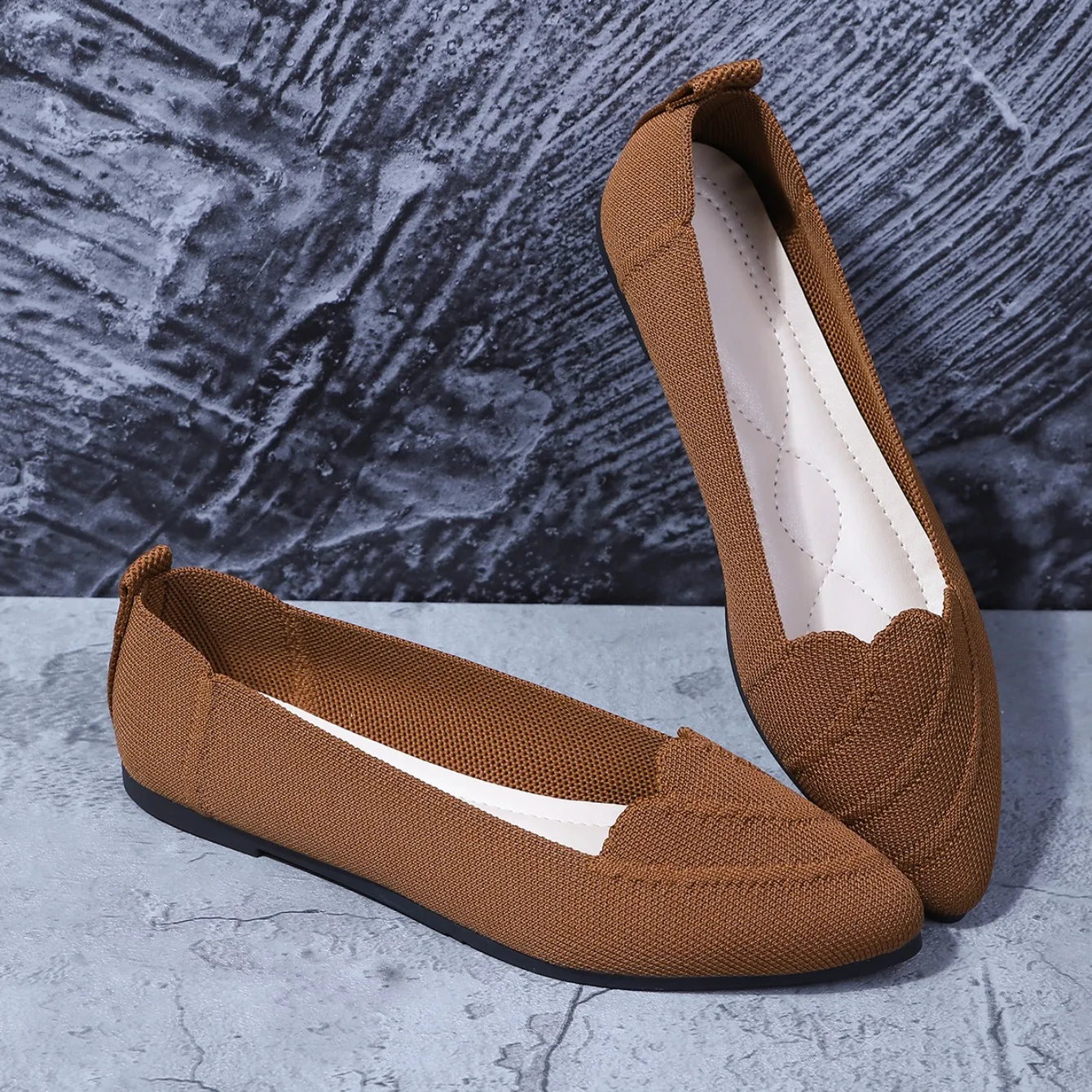 Women Flats Women Solid Slip Designer Casual Breathable Mesh Shoes Women Loafers Comfortable Shoes Pointed Toe Flat Shoes