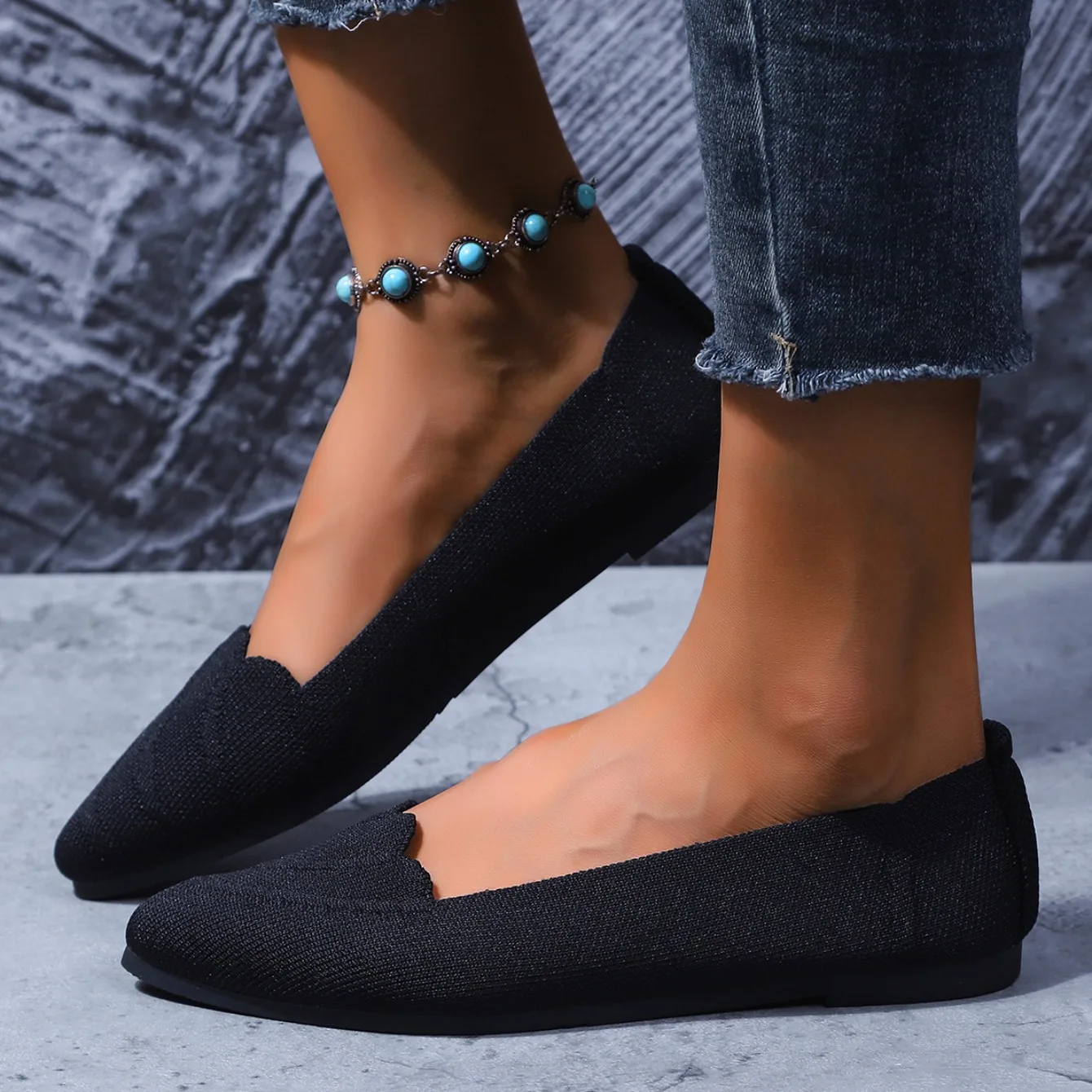 Women Flats Women Solid Slip Designer Casual Breathable Mesh Shoes Women Loafers Comfortable Shoes Pointed Toe Flat Shoes
