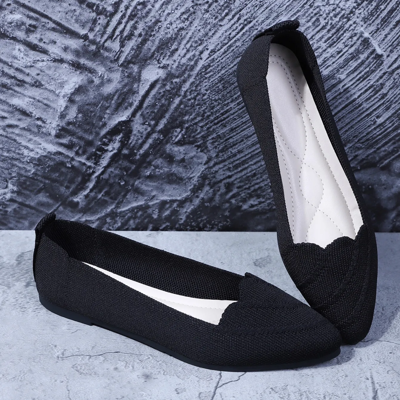 Women Flats Women Solid Slip Designer Casual Breathable Mesh Shoes Women Loafers Comfortable Shoes Pointed Toe Flat Shoes