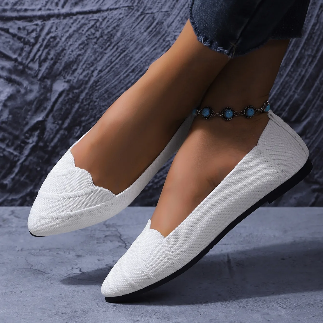 Women Flats Women Solid Slip Designer Casual Breathable Mesh Shoes Women Loafers Comfortable Shoes Pointed Toe Flat Shoes
