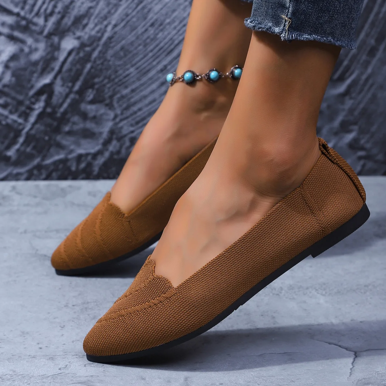 Women Flats Women Solid Slip Designer Casual Breathable Mesh Shoes Women Loafers Comfortable Shoes Pointed Toe Flat Shoes