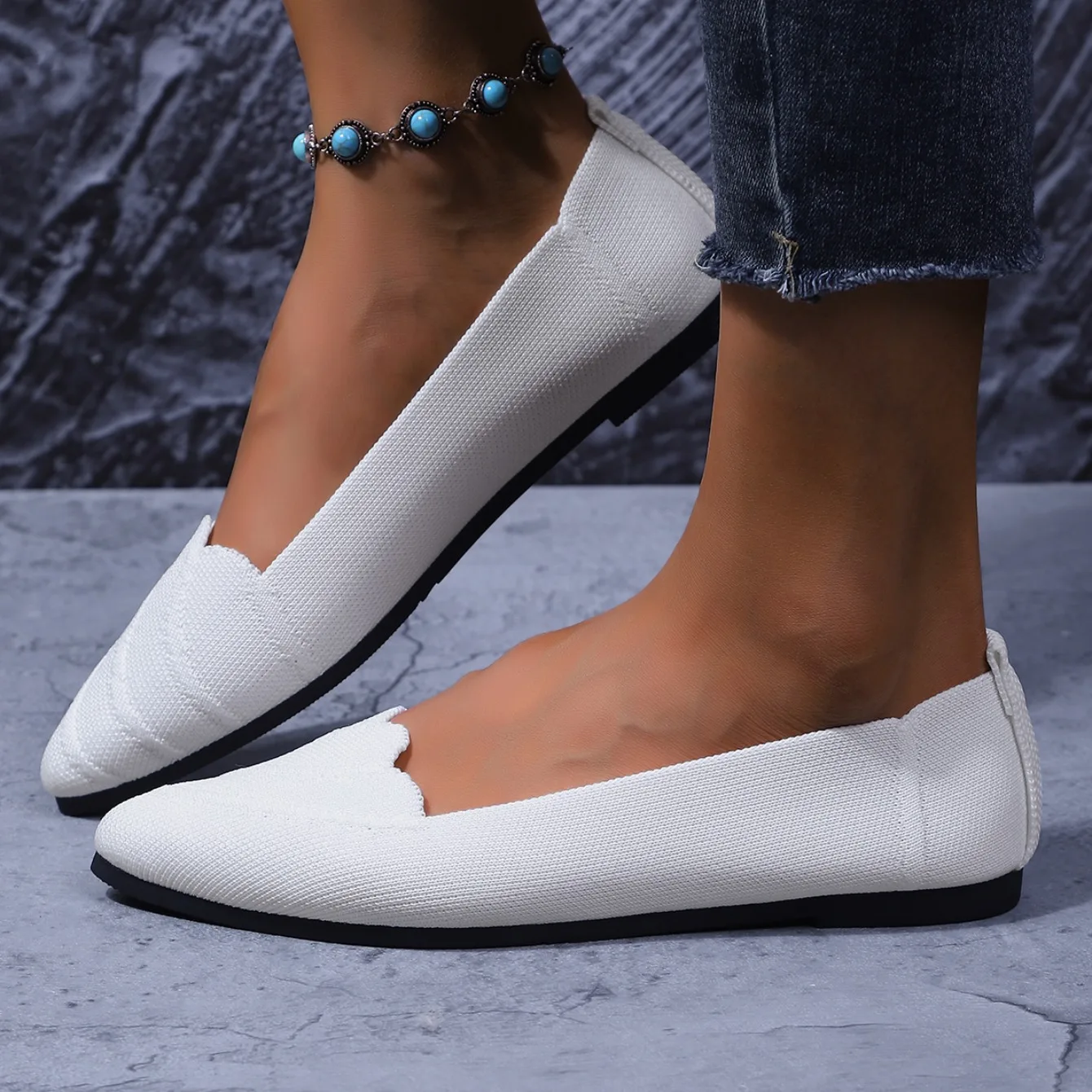 Women Flats Women Solid Slip Designer Casual Breathable Mesh Shoes Women Loafers Comfortable Shoes Pointed Toe Flat Shoes