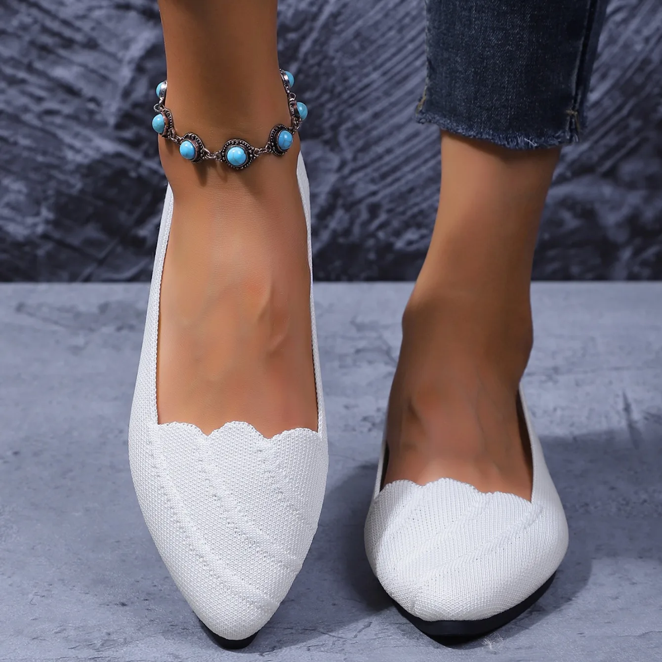 Women Flats Women Solid Slip Designer Casual Breathable Mesh Shoes Women Loafers Comfortable Shoes Pointed Toe Flat Shoes