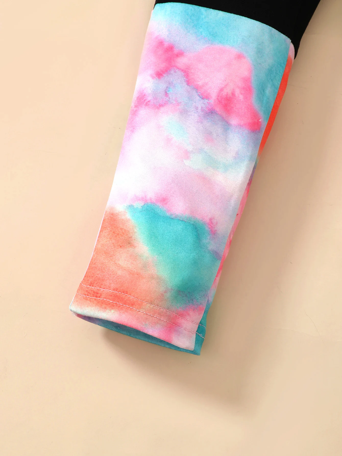 4-7 Year Girls' Set Round Neck Cartoon Cute Kitten Tie-Dye Long Sleeve+Long Pants 2Pcs/Set Girls' Spring and Autumn Fashion Set