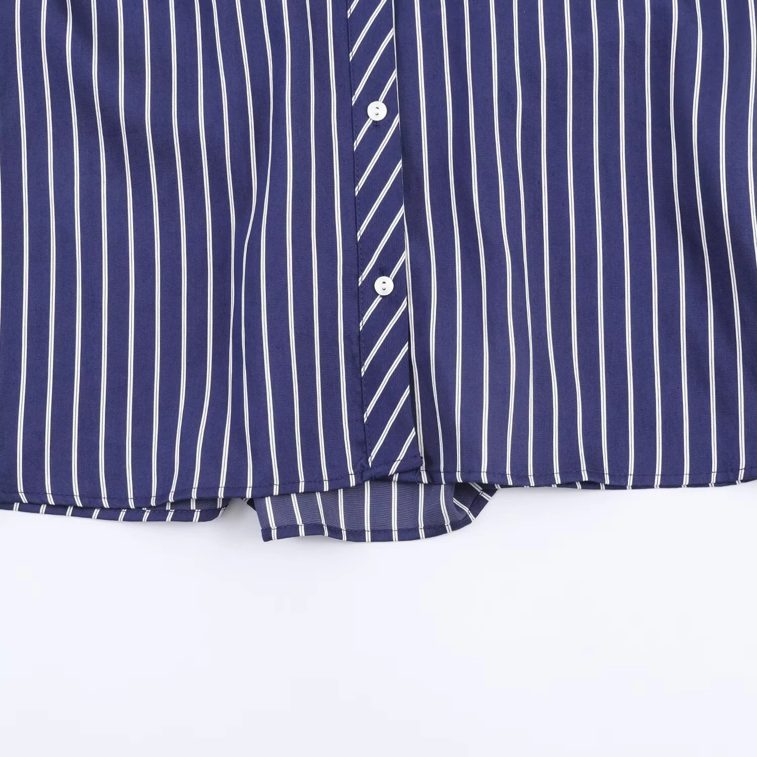 European and American style spring and summer new product women's clothing lapel bubble sleeve casual commuting striped shirt