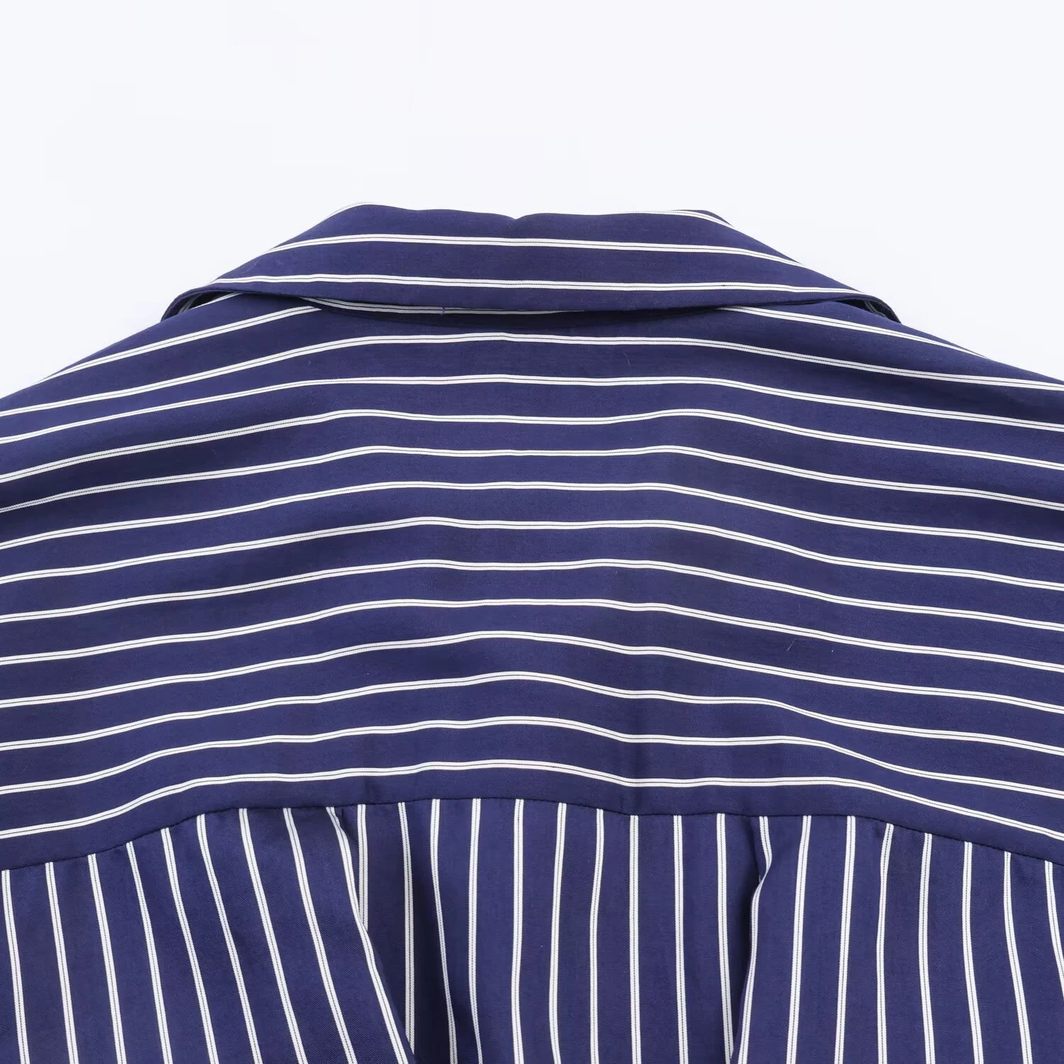 European and American style spring and summer new product women's clothing lapel bubble sleeve casual commuting striped shirt