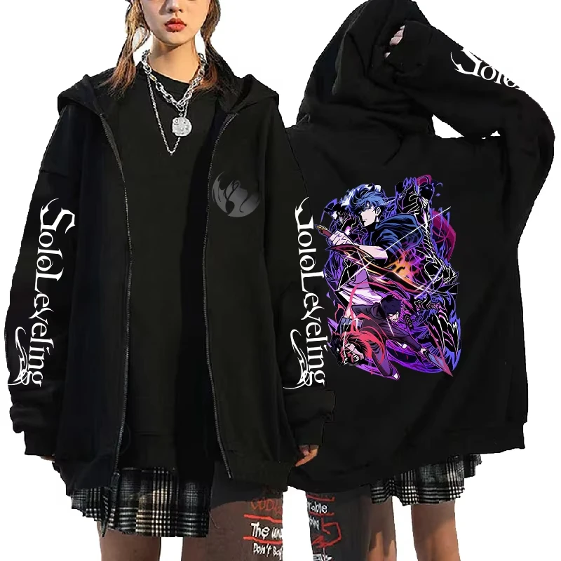 Anime Fans' Favorite 'I Upgrade Alone' Becomes Zhenyu Cool Pattern Hoodie Anime Enthusiast Zipper Hoodie