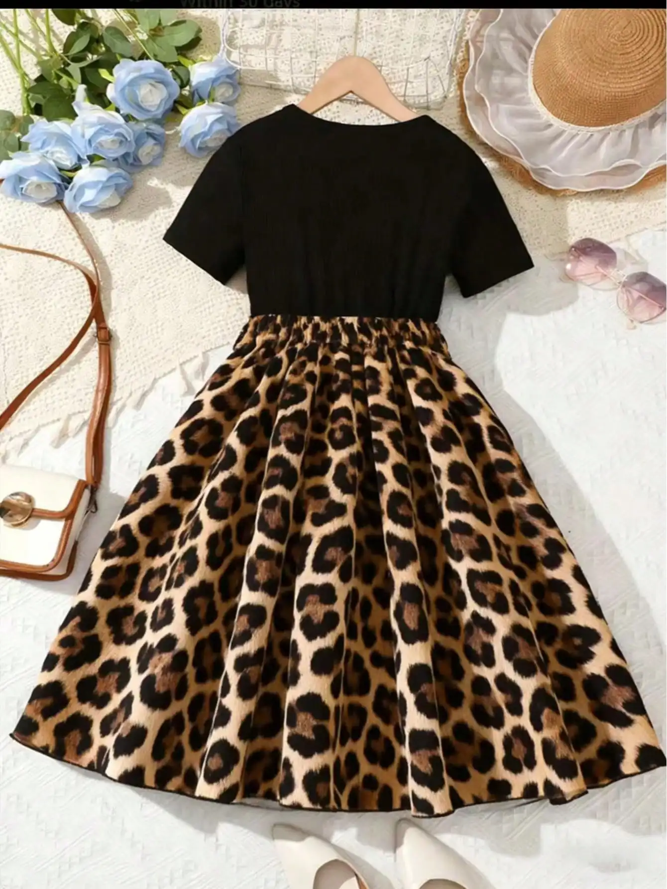 2026 Summer New Collection, Children's and Women's Clothing, Small Flying Sleeve Printed Round Neck Cute Plush Dress