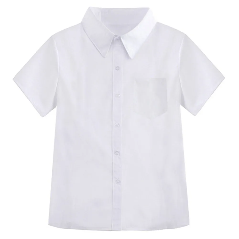 Casual Classic White Shirt Preppy Style Simple Loose Fit Shirt Basic Short Sleeve Blouse Graduation Season