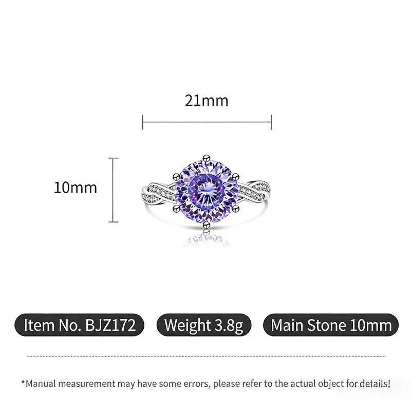 Romantic Elegant 925 Sterling Silver Violet Nest Cut High Carbon Diamond Ladies Ring Jewelry