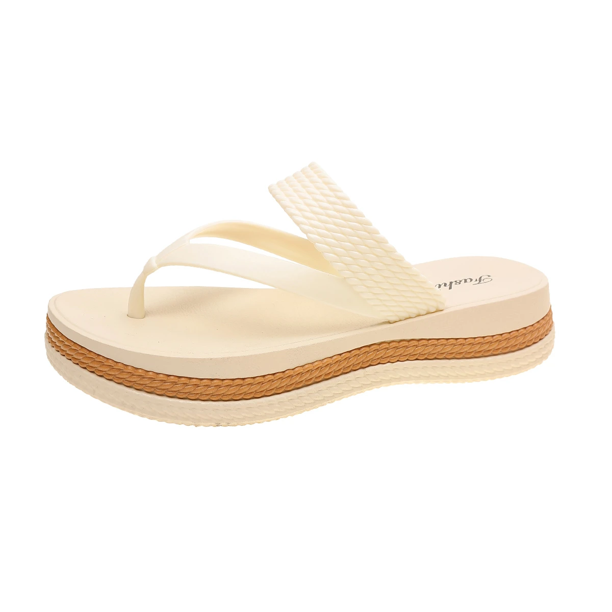 Fashionable New Round-toe Woven Sexy Non-slip Casual Beach Sandals Hot Summer Sale Comfortable Toe Thongs, Wear-resistant Women'